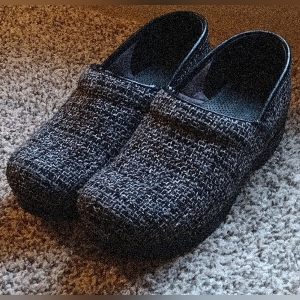 Women's Black Tweed Slip-On Shoes Dansko